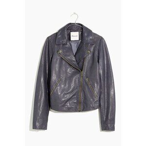 Madewell $525 Washed Leather Motorcycle Jacket Indigo Size S NC112